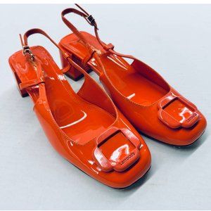 Larroude Maria Block Pump In Orange Size 6.5